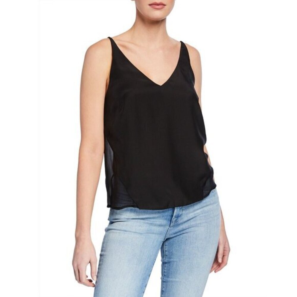 J Brand Black Velvet Cami Tank Top Lucy Silk Adjustable Straps Sz XS NWT